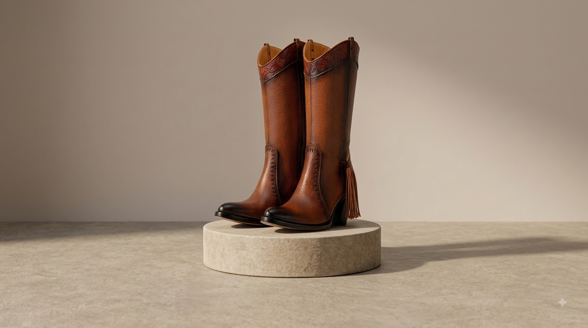 Botas “Frida” de Piel Envejecida con Flecos y Detalles Artesanales.