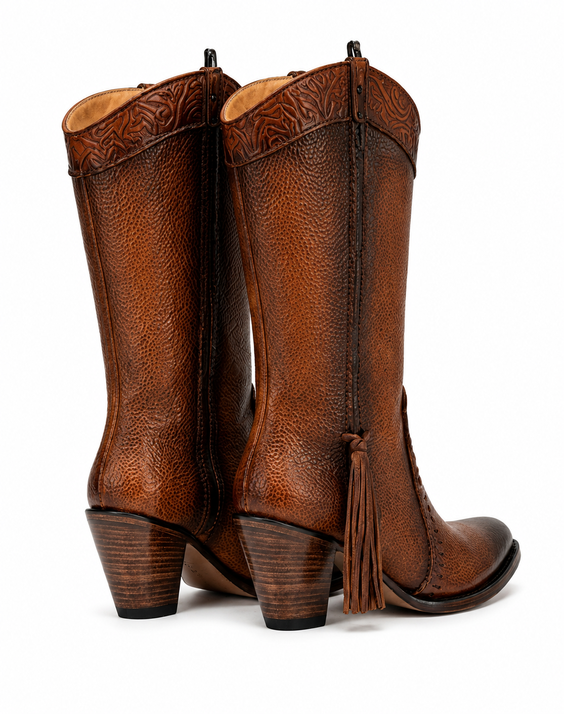 Botas “Frida” de Piel Envejecida con Flecos y Detalles Artesanales.
