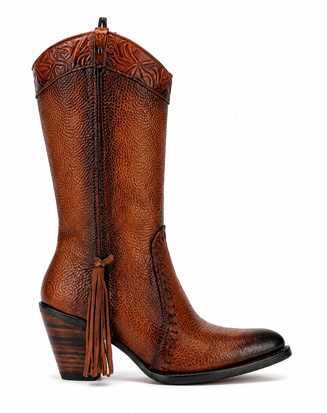 Botas “Frida” de Piel Envejecida con Flecos y Detalles Artesanales.