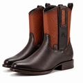 Bota Vaquera Imperial - Piel Color Café con Diseño Texturizado